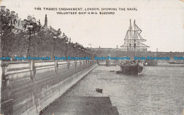 R113096 The Thames Embankment. London Showing The Naval Volunteer Ship. H. M. S. - Sonstige & Ohne Zuordnung