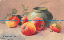 R113107 Old Postcard. Apples And Vases On The Table. 1908 - World