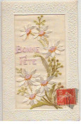 N°6606 - Carte Brodée - Bonne Fête - Fleurs Blanches - Embroidered