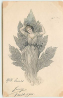 N°13963 - Art Nouveau - Jeune Femme Devant Une Plante - 1900-1949