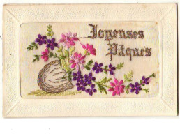 N°8713 - Carte Brodée - Joyeuses Paques - Fleurs - Borduurwerk