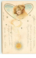 N°16316 - Portrait D'une Jeune Femme Dans Un Coeur, Evec Un Soleil - Frauen