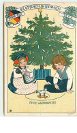 N°11769 - Carte Fantaisie - Frohe Weihnachten - Enfants Au Pied Du Sapin - Autres & Non Classés