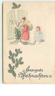 N°11771 - Carte Fantaisie  Gaufrée - Gesegnete Weihnachten - Père Noël Et Fillette - Other & Unclassified
