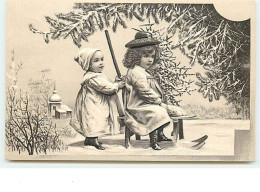 N°10723 - Carte Fantaisie Gaufrée - Noël - Enfants Sur Une Luge N°2 - Otros & Sin Clasificación