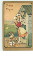 N°9826 - Carte Fantaisie - Bonnes Pâques - Fillette Cassant Des Oeufs - Pasen