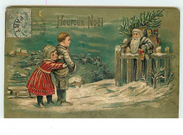 N°6629 - Carte Gaufrée - Heureux Noël - Père Noël Et Enfants - Other & Unclassified