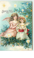 N°6635 - Carte Gaufrée - Joyeux Noël - Anges Mains Jointes - Autres & Non Classés