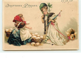 N°11788 - Carte Fantaisie Gaufrée - Joyeuses Pâques - Femme Et Marchande D'oeufs - Pasen
