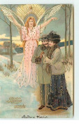 N°6641 - Carte  Gaufrée - Bonne Année - Ange Gardien Et Couple - Nouvel An