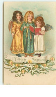 N°9846 - Carte Fantaisie - Fröhliche Weihnachten - Anges Chantant - Autres & Non Classés