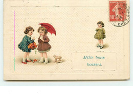 N°11799 - Carte Fantaisie Gaufrée - Mille Bons Baisers - Enfants - Autres & Non Classés