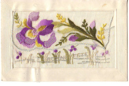 N°17402 - Carte Brodée Avec Rabat - Bonne Fête - Iris - Embroidered