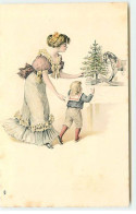 N°18412 - Carte Gaufrée - Jeune Femme Montrant Un Cheval à Bascule Et Un Sapin à Un Enfant - Sonstige & Ohne Zuordnung