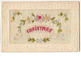 N°8559 - Carte Brodée - Christmas - Rose - Embroidered