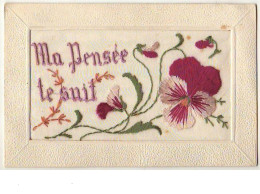 N°8558 - Carte Brodée - Ma Pensée Te Suit - Embroidered