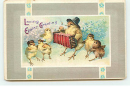 N°18431 - Loving Easter Greeting - Poussins Autour D'un Poussin Jouant De L'accordéon - Pasen