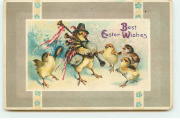 N°18432 - Best Easter Wisches - Poussins Autour D'un Poussin Jouant De La Cornemuse - Pasen