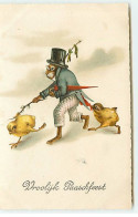 N°18436 - Vroolijk Paaschfeest - Lièvre Habillé Avec Deux Poussins - Pasen