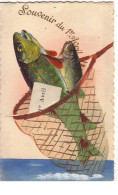 N°16267 - Carte En Relief Et Chromo - Souvenir Du 1er Avril - Poissons Dans Une épuisette - Erster April