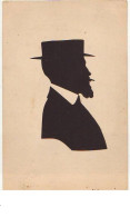 N°12862 - Silhouette - Homme à Barbe Portant Un Canotier - Scherenschnitt - Silhouette