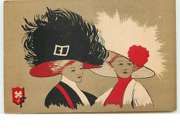 N°12872 - Deux Jeunes Femmes Avec Des Chapeaux à Plumes - 1900-1949