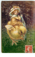 N°16280 - Carte Gaufrée - Clapsaddle - Joyeuses Pâques - Fillette Sur Un Poussin - Easter