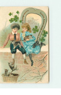 N°15142 - Carte Gaufrée - Best Wishes - Enfants Jouant Avec Des Chatons - Chat - Other & Unclassified