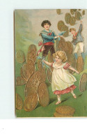 N°15143 - Carte Gaufrée - Enfants Jouant Avec Des Pièces D'or - Other & Unclassified