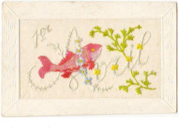 N°7601 - Carte Brodée - 1er Avril - Poisson - Embroidered