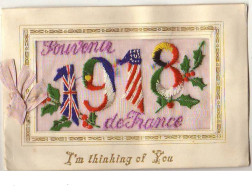 N°9753 - Carte Brodée - Souvenir De France 1918 - Embroidered