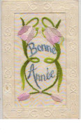 N°6554 - Carte Brodée - Bonne Année - Art Nouveau - Fleur - Embroidered