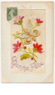 N°7555 - Carte Brodée - Bonne Fête - Papillon - Embroidered