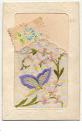 N°8606 - Carte Brodée Avec Petite Carte - Papillon - Bestickt