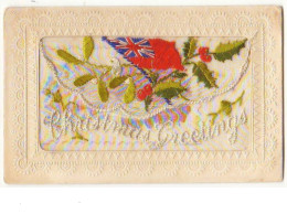 N°9656 - Carte Brodée Avec Rabat - Christmas Greetings - Drapeau - Embroidered