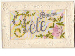 N°8656 - Carte Brodée - Bonne Fete - Rose - Embroidered