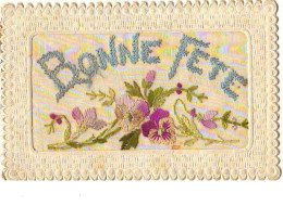 N°9707 - Carte Brodée - Bonne Fête - Pensées - Bestickt