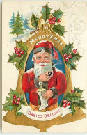 N°13922 - Carte Gaufrée - Merry Xmas -  Babies Delight - Père Noël Fumant Une Pipe - Kerstman