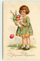 N°15184 - Joyeuses Pâques - Fillette Tenant Des Oeufs - Pâques