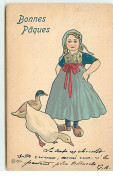 N°7577 - Carte Fantaisie - Bottaro - Bonnes Pâques - Jeune Hollandaise Avec Une Oie Et Un Canard - Pâques
