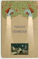 N°13927 - Carte Gaufrée - Fröhliche Weihnachten - Paysage - Nains - Lutins - Altri & Non Classificati
