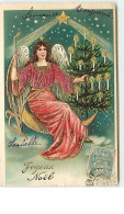 N°9782 - Carte Fantaisie Gaufrée - Joyeux Noël - Ange Gardien Tenant Une Bougie - Other & Unclassified