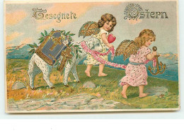 N°9731 - Gesegnete Ostern - Anges Marchant Avec Un Agneau - Easter