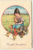 N°15194 - Vroolijk Paaschfeest - Fillette Avec Des Poussins - Pâques