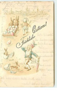 N°6535 - Carte Gaufrée - Fröhliche Ostern - Nains , Lutins - Pâques