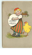 N°6538 - Carte Gaufrée - Joyeux Noël - Fillette Avec Un Oeuf - Pâques