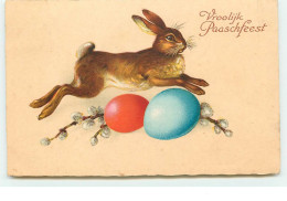 N°15198 - Vroolijk Paaschfeest - Lièvre Sautant Au-dessus D'oeufs - Easter