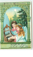 N°7588- Carte Fantaisie - Fröhliche Weihnachten - Ange Jouant De L'orgue - Autres & Non Classés