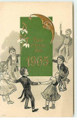 N°8639 - Carte Fantaisie - Bonne Et Heureuse Année 1905 - Ronde D'enfants - Lune - New Year