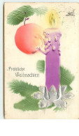 N°7592 - Carte Fantaisie Gaufrée - Fröhliche Weihnachten - Surréalisme - Bougie Humanisée - Autres & Non Classés